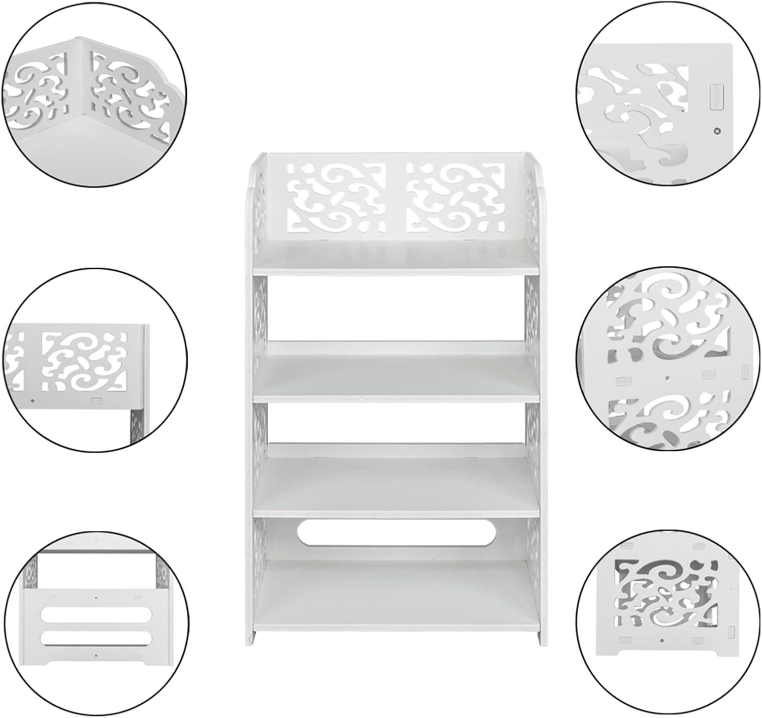 White 4-tier Shoe Rack Organizer Storage Shelf White