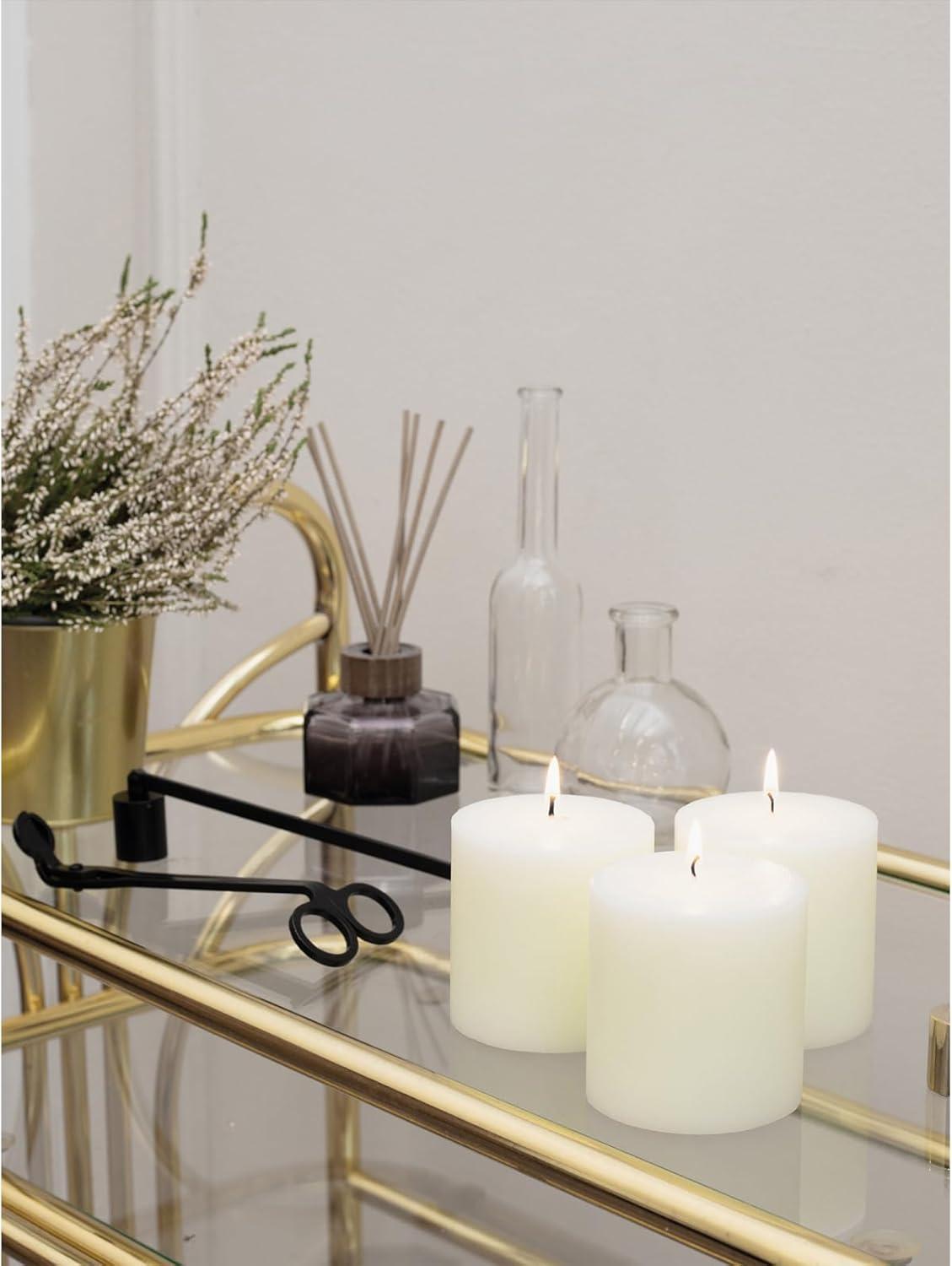CANDWAX 3x3 Pillar Candle Set of 3 - Decorative Candles Unscented and No Drip Candles - Ideal as Wedding Candles or Large Candles for Home Interior - Ivory Candles Pillar 3x3