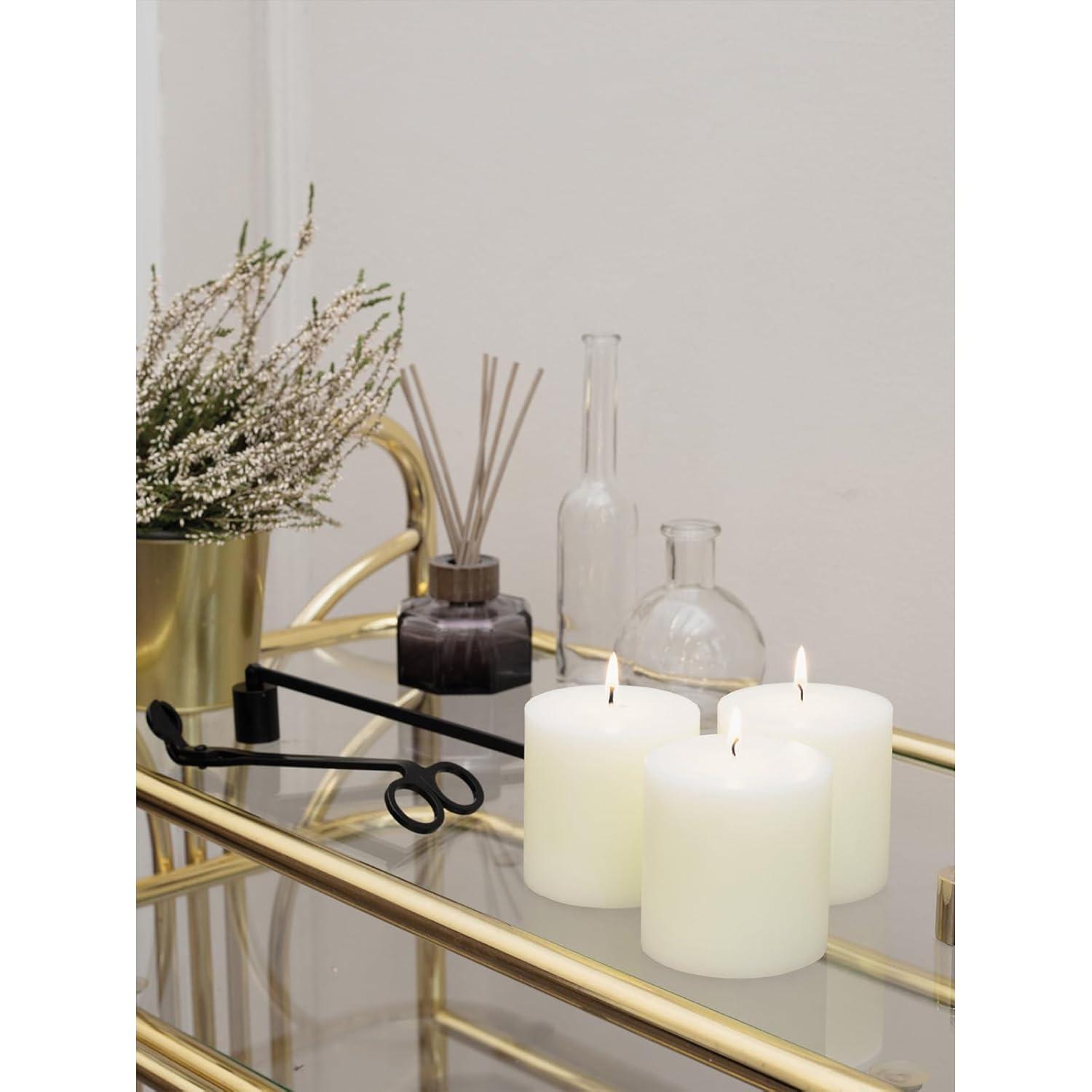 CANDWAX 3x3 Pillar Candle Set of 3 - Decorative Candles Unscented and No Drip Candles - Ideal as Wedding Candles or Large Candles for Home Interior - Ivory Candles Pillar 3x3