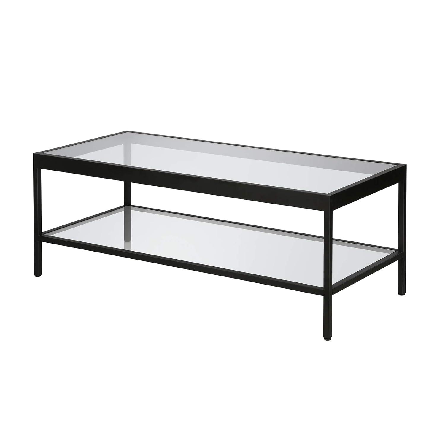 Evelyn&Zoe Alexis 45" Wide Rectangular Coffee Table, Blackened Bronze