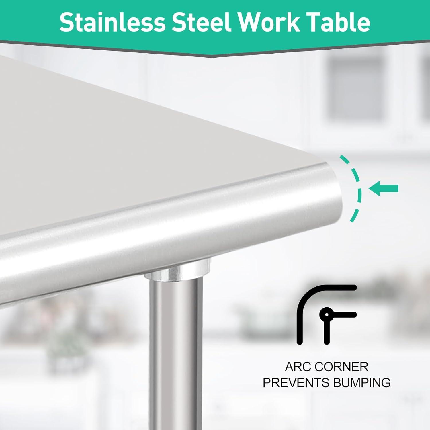 babevy Stainless Steel Table Commercial Work Table,NSF Three Layer Workbench Heavy Duty Prep Worktable