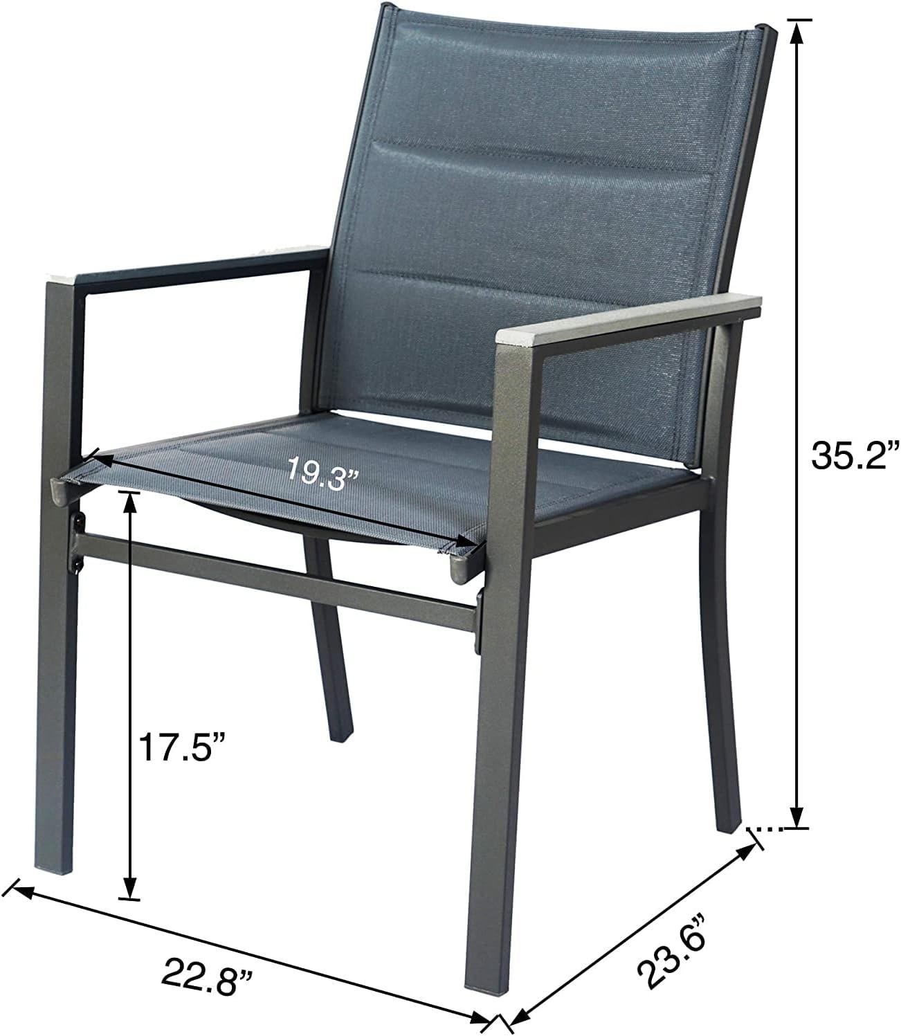 Riedhoff Set of 2 Patio Dining Chairs,Outdoor Stackable Patio Chairs with Armrests & Backrest, Grey