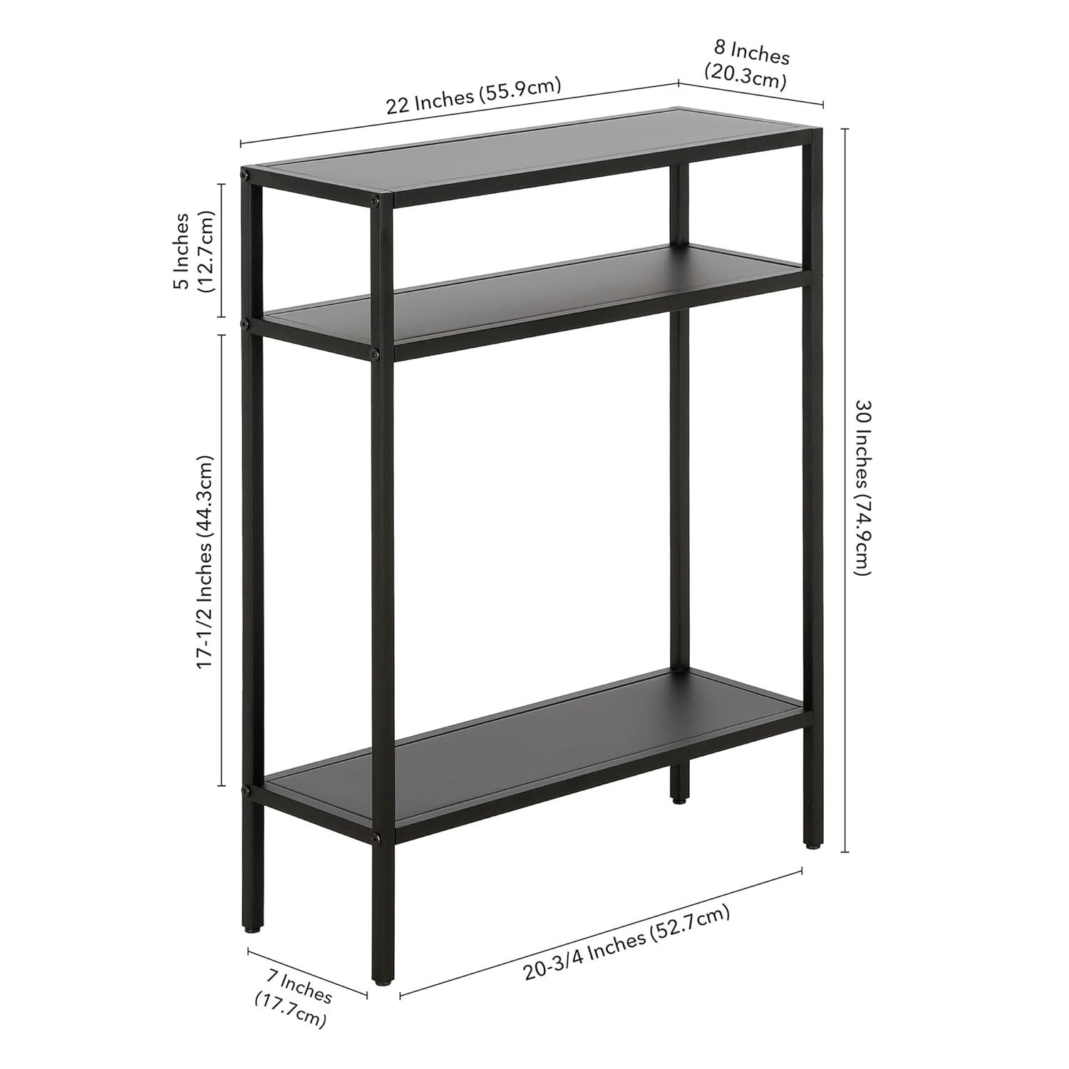 Evelyn&Zoe Ricardo 22" Wide Rectangular Console Table with Metal Shelves, Blackened Bronze