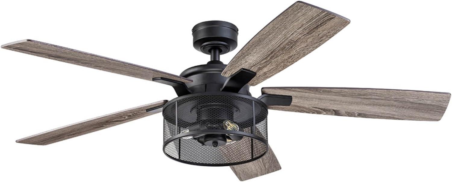 Carnegie 52" Matte Black Ceiling Fan with LED Lights and Remote