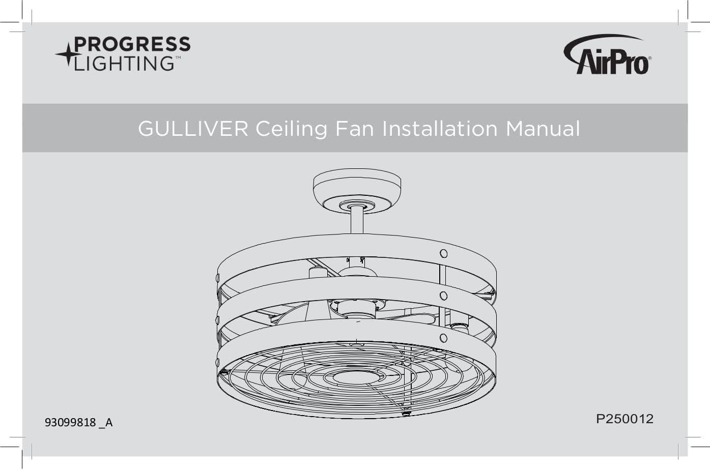 Progress Lighting - 23``Ceiling Fan - Ceiling Fans - Gulliver - Wide - Ceiling