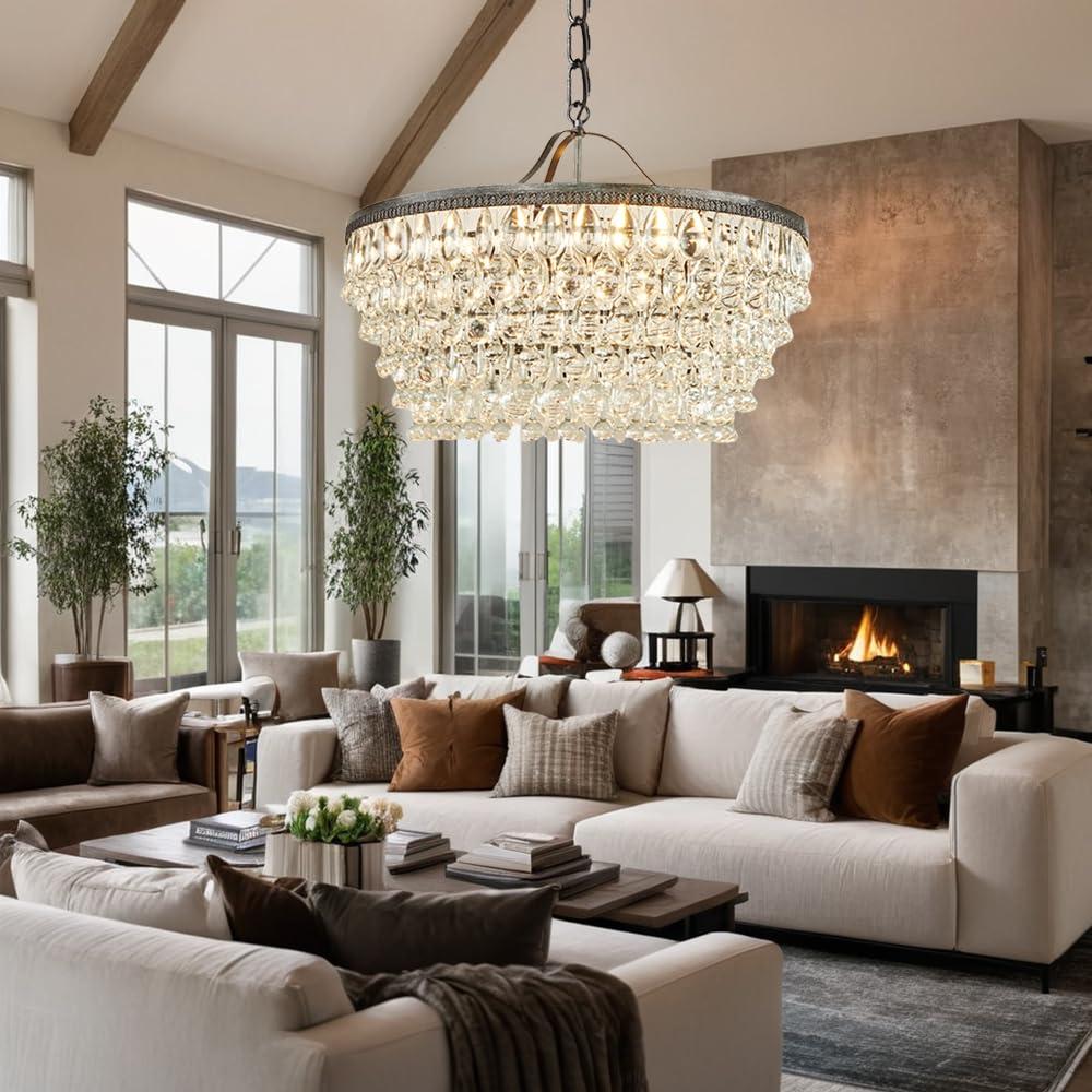 Clarissa Crystal Round Chandelier (19"-28")