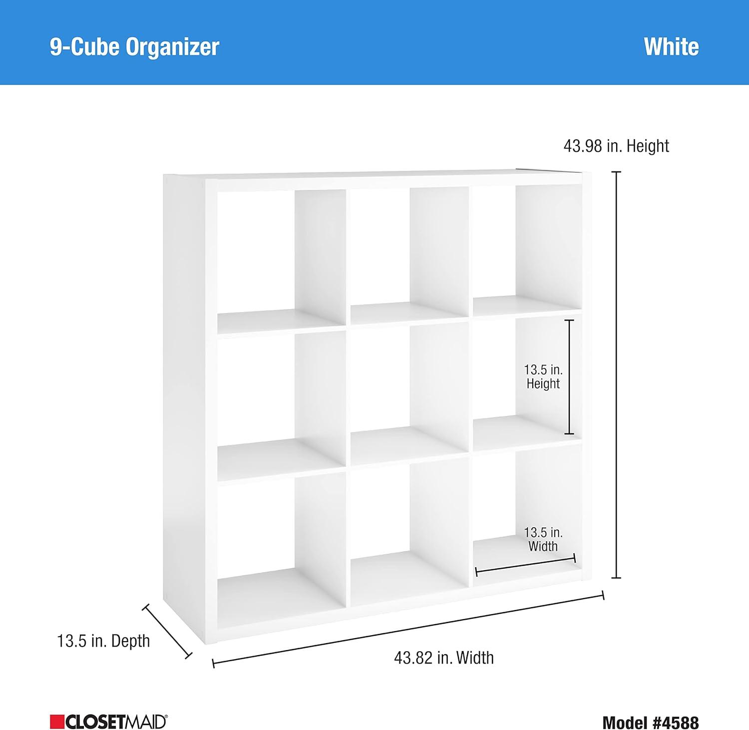 Contemporary White Engineered Wood 9-Cube Organizer for Kids