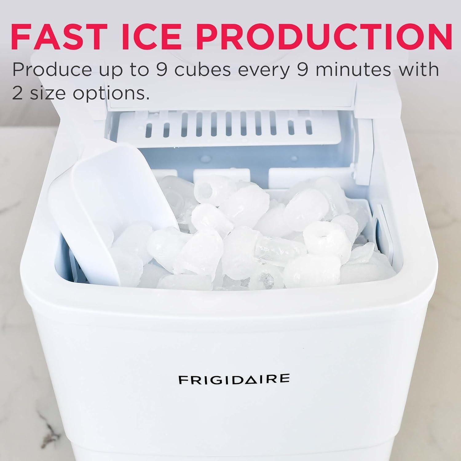 Frigidaire Ice Maker with 26 lbs. Capacity Countertop Stainless Steel Ice Maker with Transparent Window