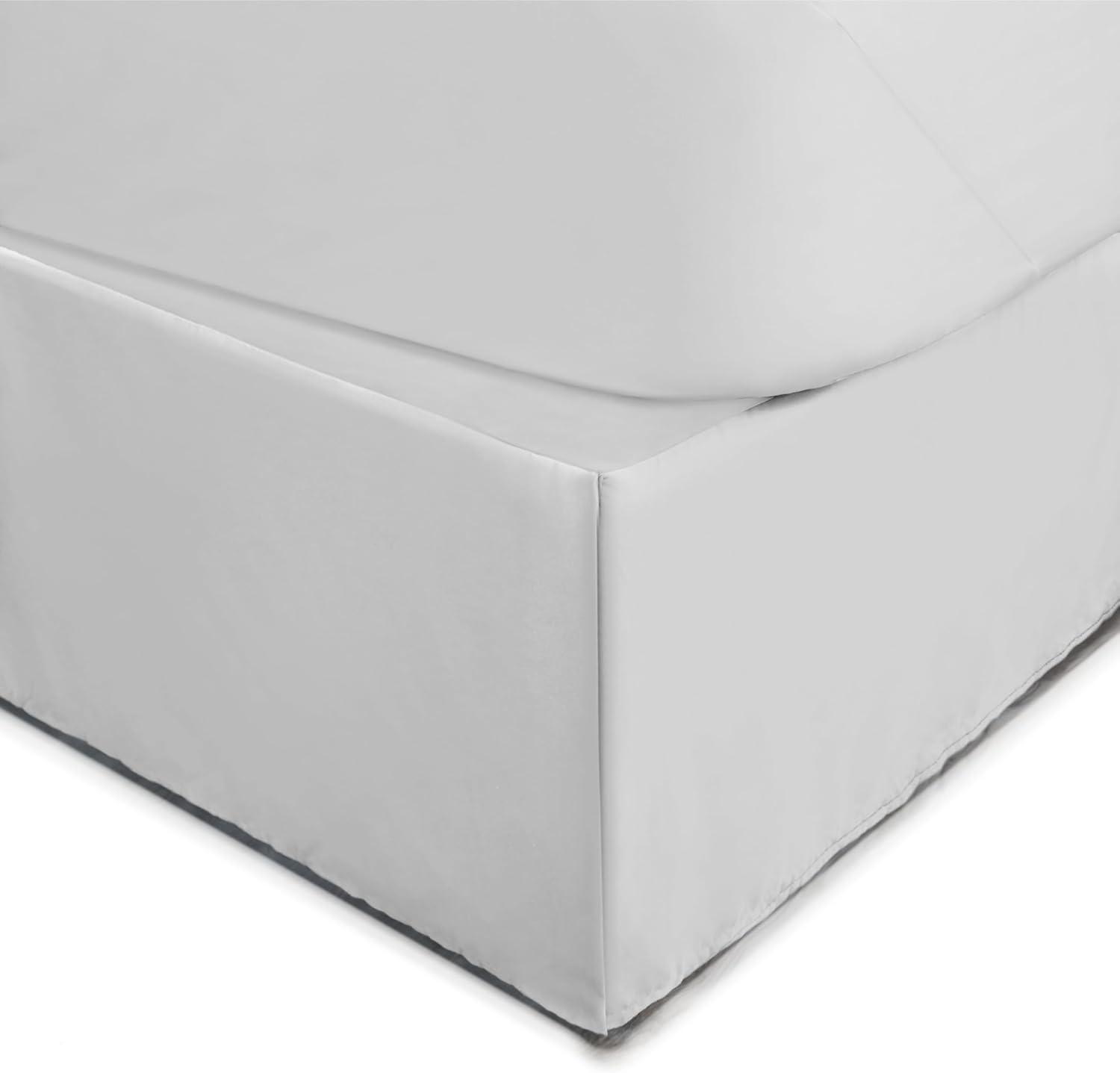 Full Size White Polyester Pleated Bed Skirt with 21" Drop