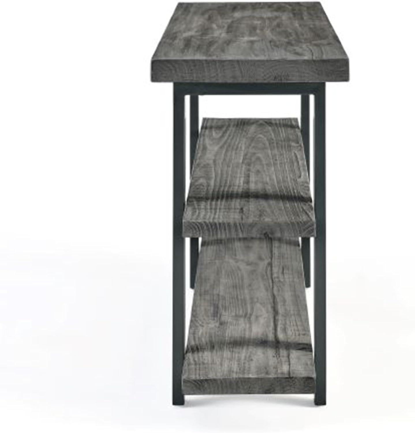 Alaterre Farmhouse Reclaimed Wood Console Table with Shelves, Slate Gray/Black