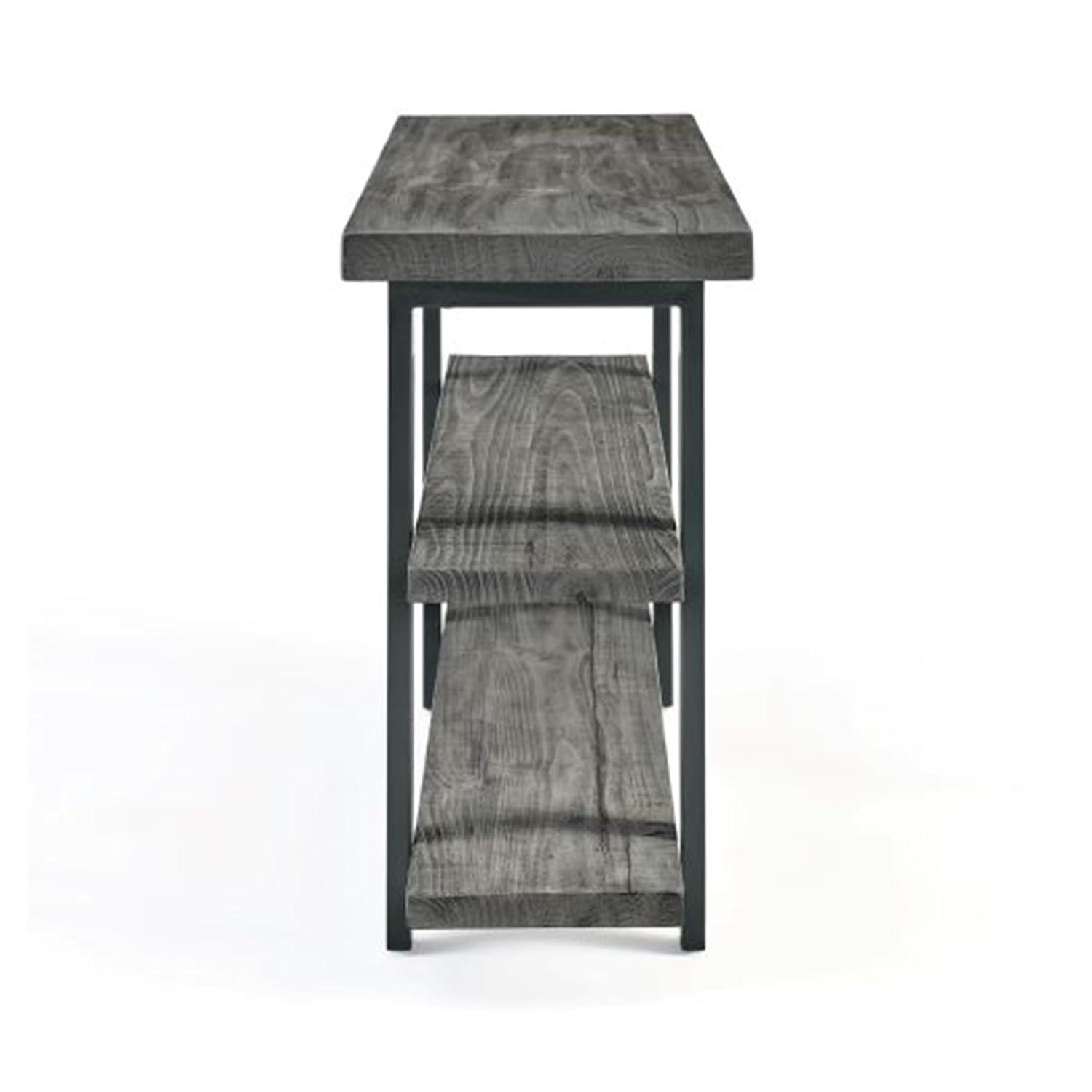 Alaterre Furniture Pomona 48" Industrial Metal and Solid Wood Media/Console Table, Living Room Furniture,  Slate Gray