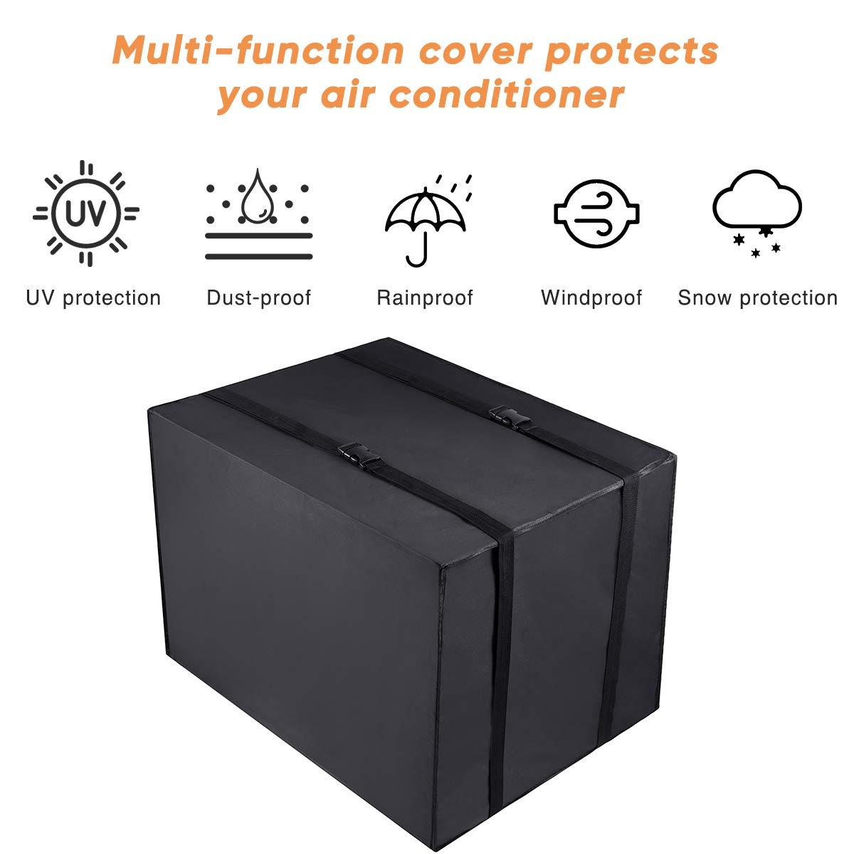 Window Air Conditioner Cover Outdoor, Luxiv Outside Window AC Unit Cover Black Dust-proof Waterproof Outdoor AC Protection Insulation Defender (21Wx16Dx15H)