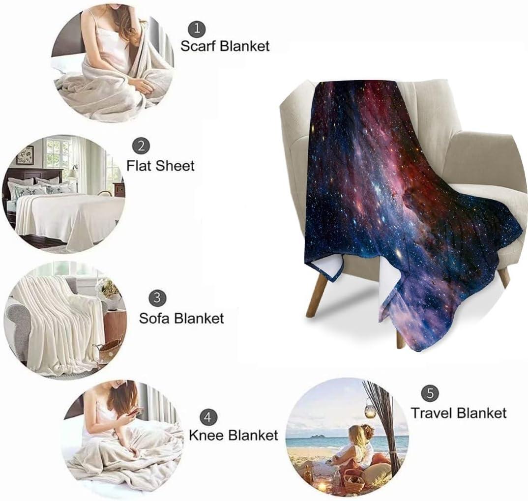 Space Throw Blanket, Galaxy Universe Star Fleece Blanket for Sofa Couch Chairs, 80 x 58 Inch, Colorful
