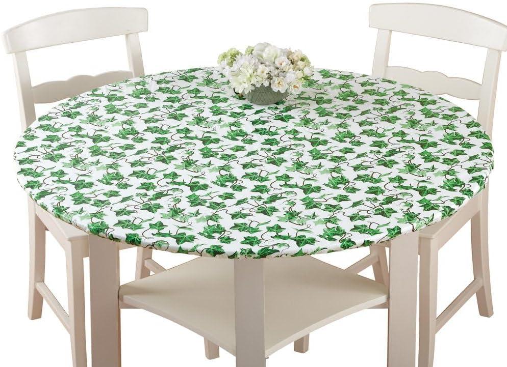 Collections Etc Fitted Elastic Vinyl Table Cover 48" Round IVY Green