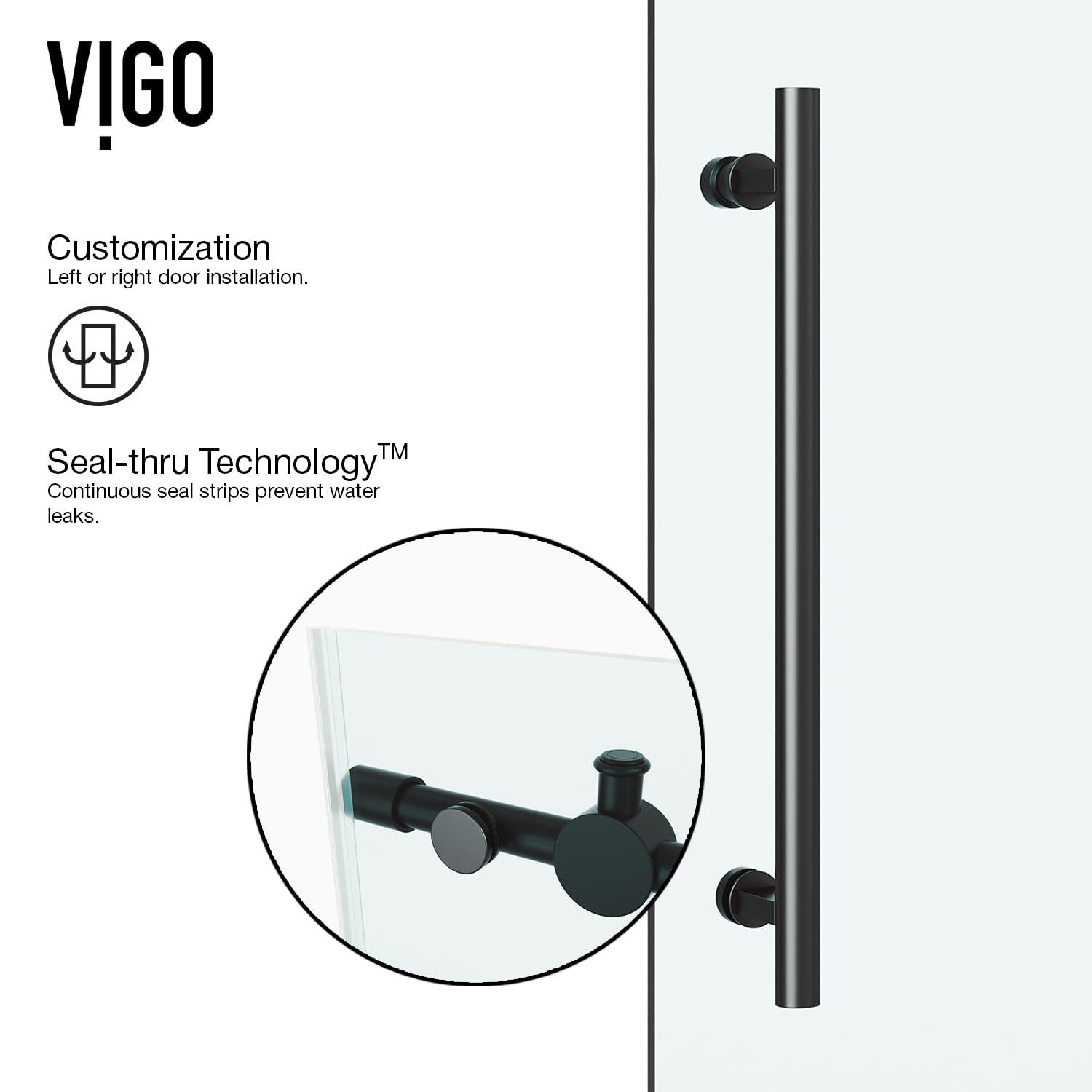 Elan 60-64" W x 74" H Sliding Frameless Shower Door with 3/8" Clear Glass