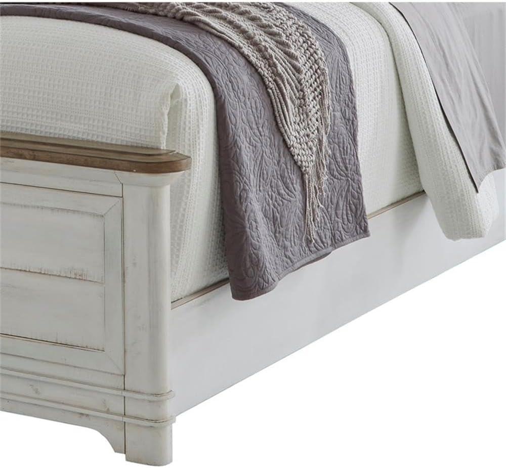 Meadowbrook White-Washed Pine King Panel Bed with Arched Headboard