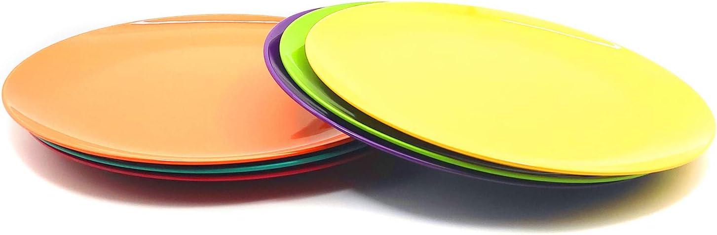 Assorted Color 10.5-Inch Melamine Dinner Plates Set