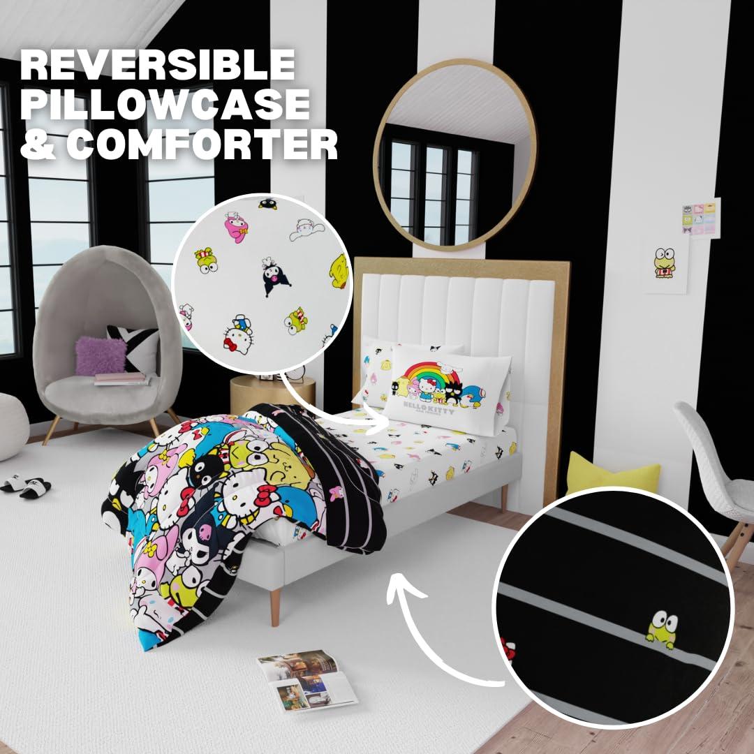 Hello Kitty & Friends Collectibles Bedding 5 Piece Super Soft Comforter and Sheet Set with Sham, Twin, (Official Licensed Product)