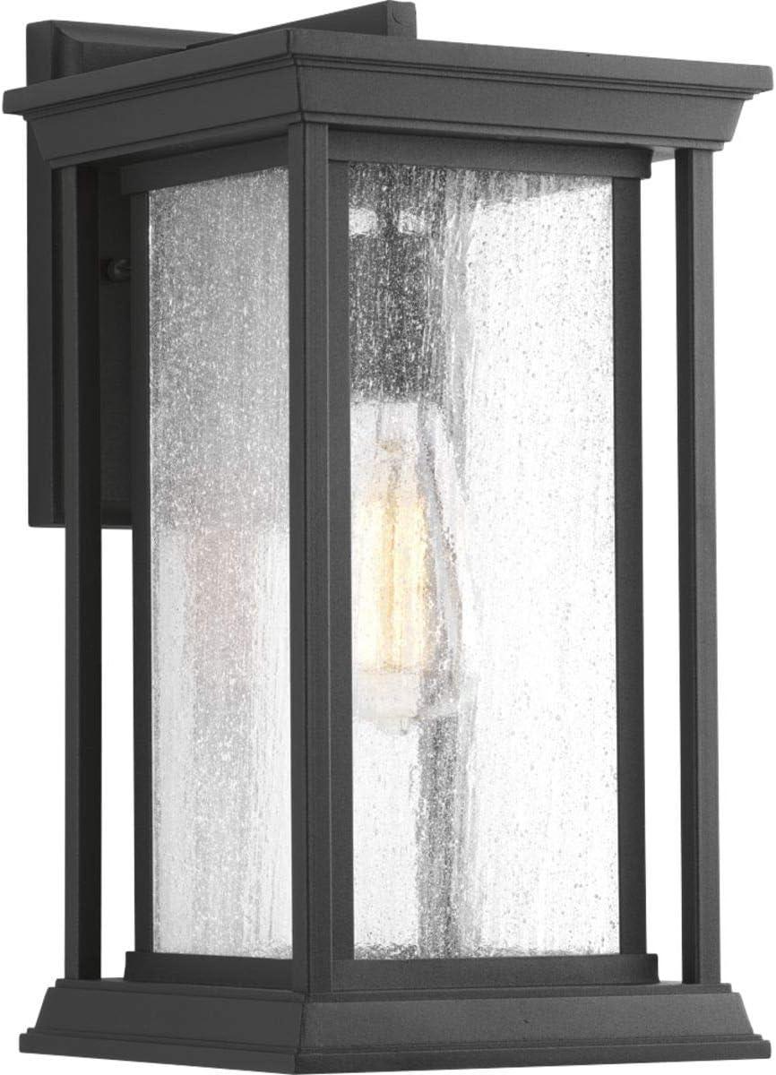 Endicott Black Craftsman Outdoor Wall Lantern with Linen Glass