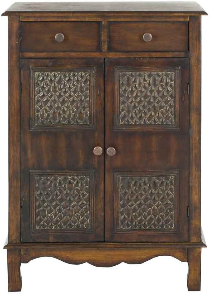 Herbert Dark Brown Solid Birch Accent Cabinet with Brass Knobs