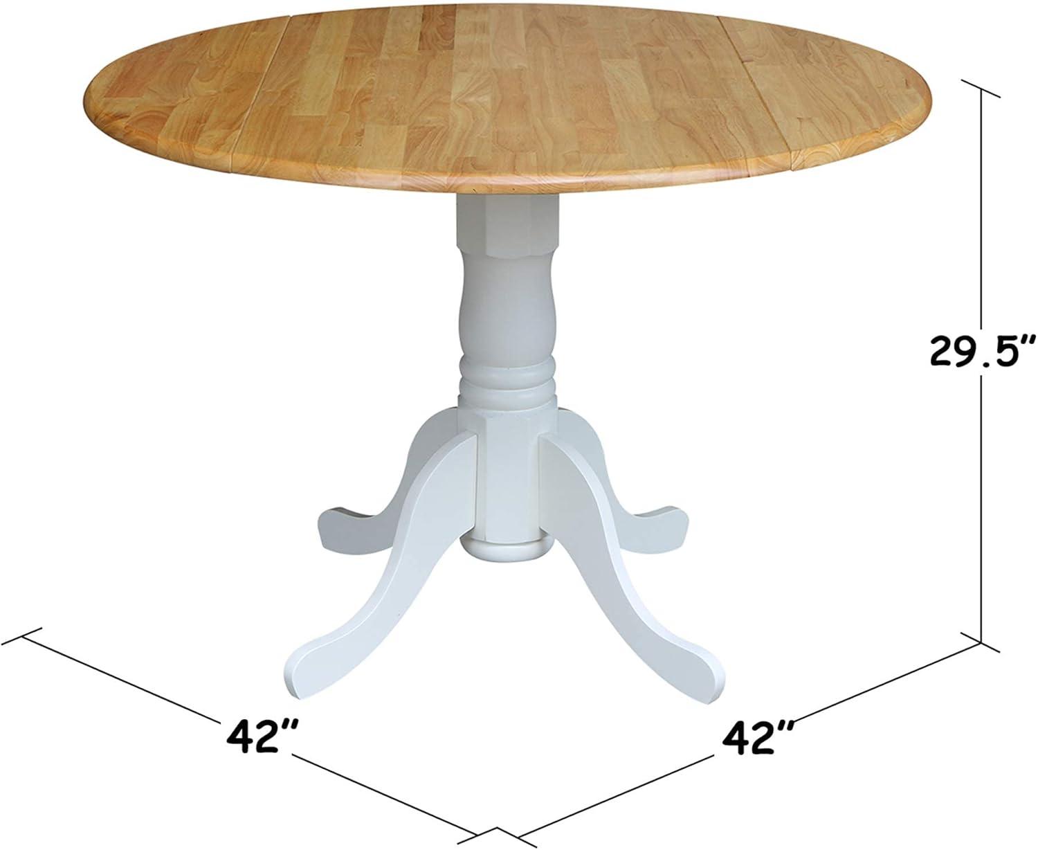 Cottage Charm Off-White Round Wood Extendable Dining Table