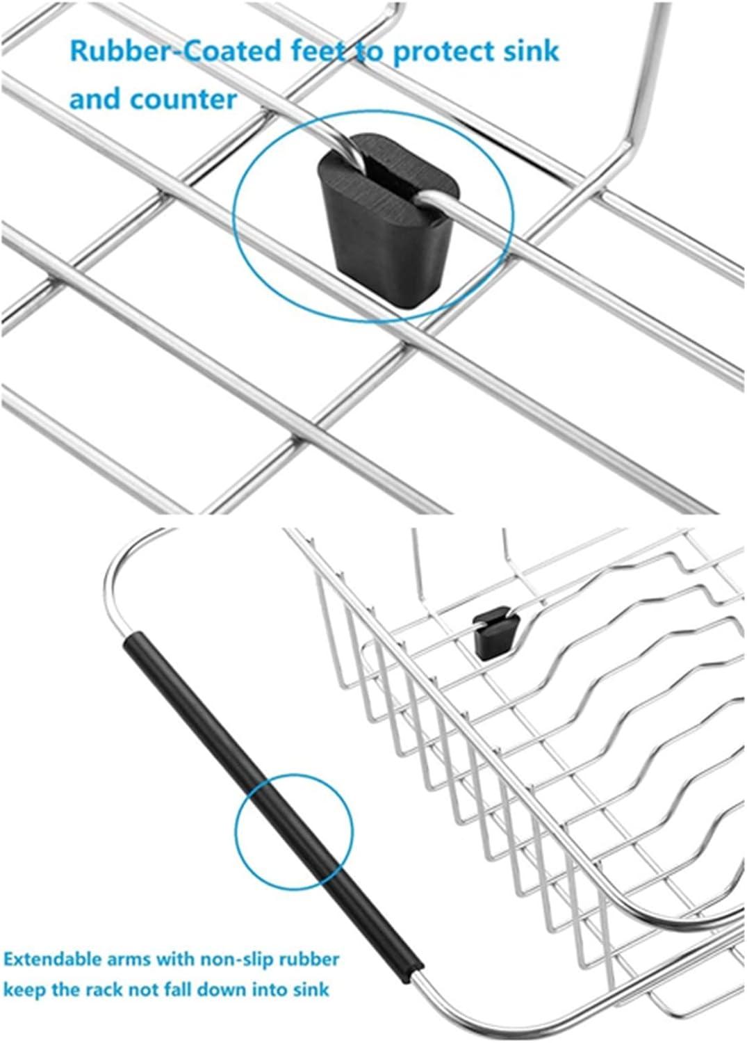 THE GLAMOUR BOUTIQUES Adjustable Over Sink Dish Rack Stainless Steel Dish Drying Rack On Counter Or In Sink, Rustproof