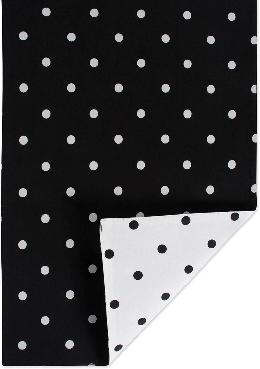 White/Black Reversible Polka Dot Table Runner 14x72