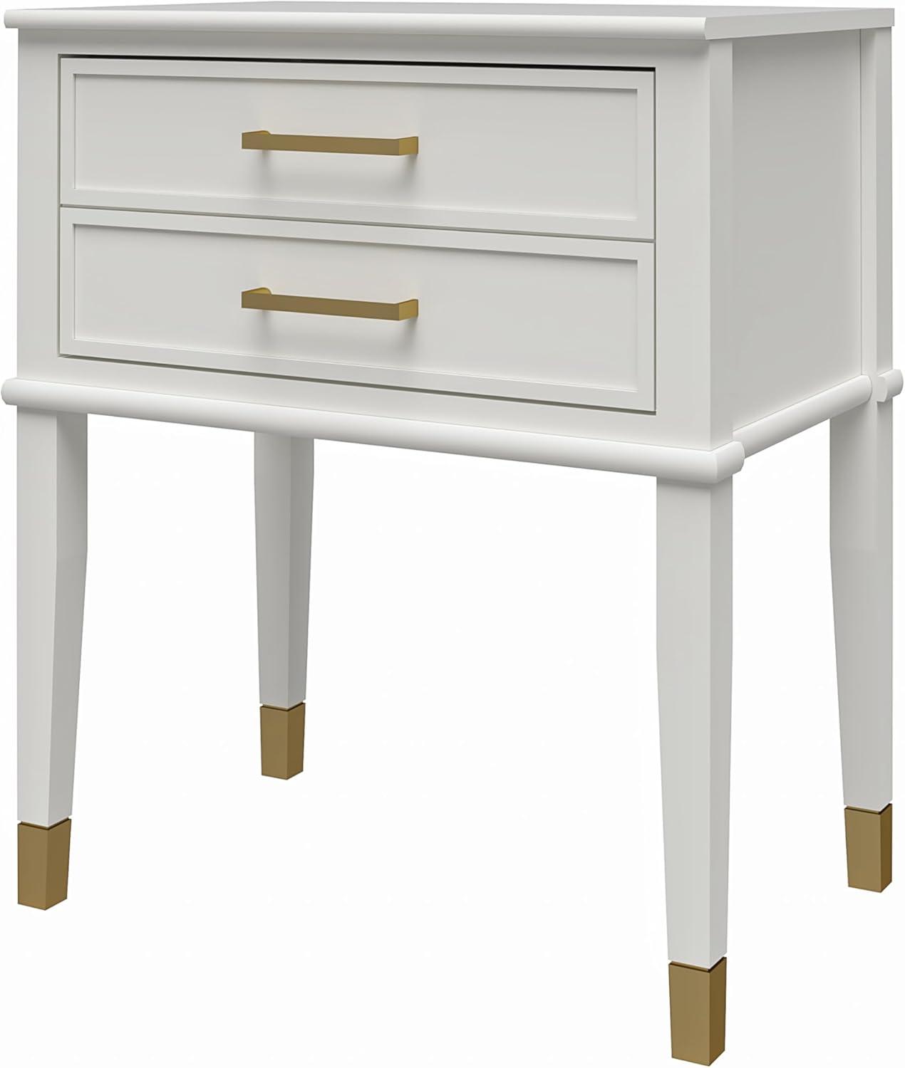 Westerleigh Sophisticated White End Table with Gold Accents