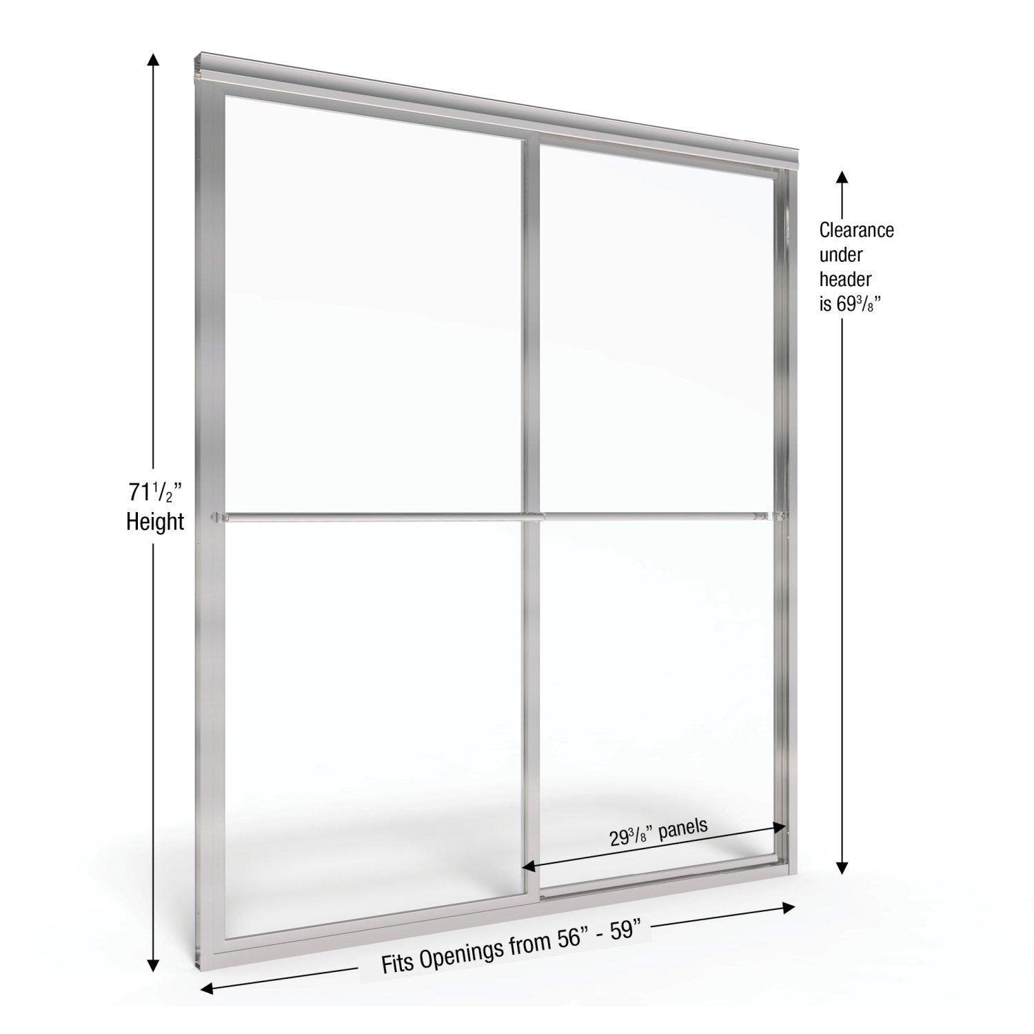 Deluxe 57" W x 71.5" H Bypass Framed Shower Door