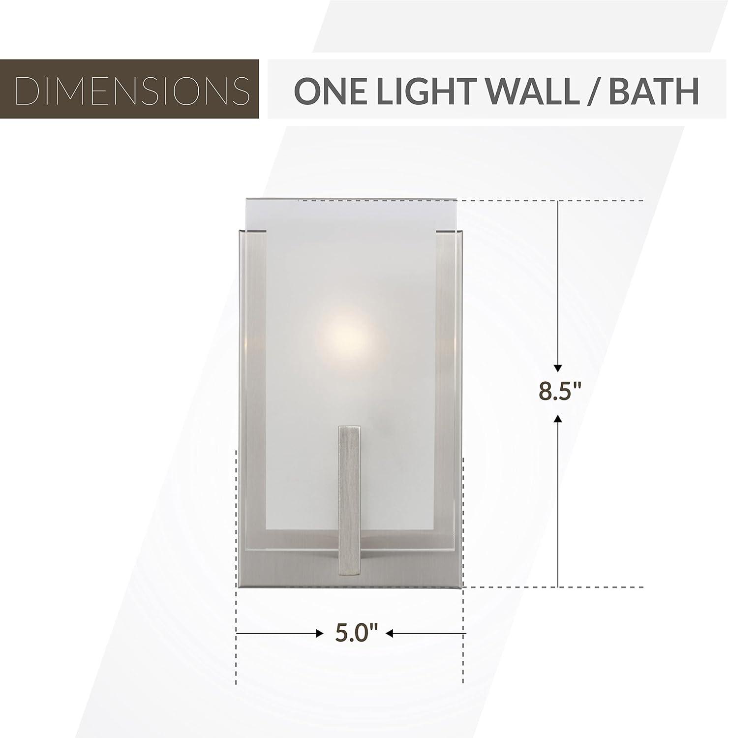 Syll 1-Light Brushed Nickel Wall Sconce with Satin Etched Glass