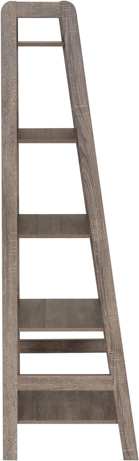 Modern Gray Wood Ladder Bookcase with 5 Spacious Shelves
