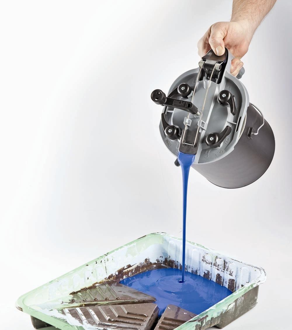 Paint Lid – Gallon Size Paint Can Pour Spout – Easy, Mess-Free Mixing Mate Paint Can Lid – Pistol Grip Handle Paint Mixers to Stir, Pour, & Store – Simply Twist to Secure