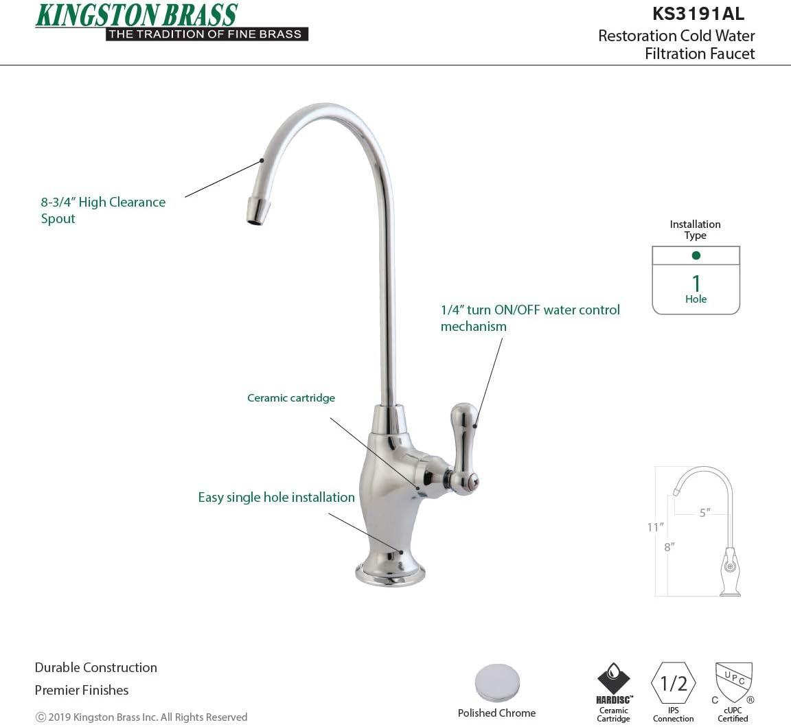 Elegant Restoration Single-Handle Polished Chrome Water Filtration Faucet