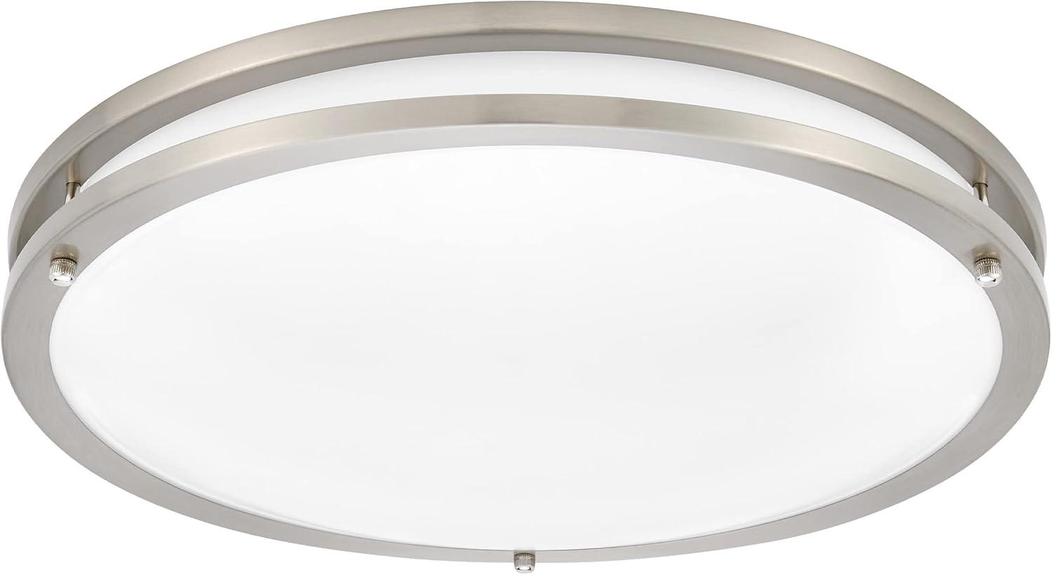 Maxxima 16 in. Satin Nickel LED Ceiling Mount Fixture 3000K Warm White, 2600 Lumens, Dimmable