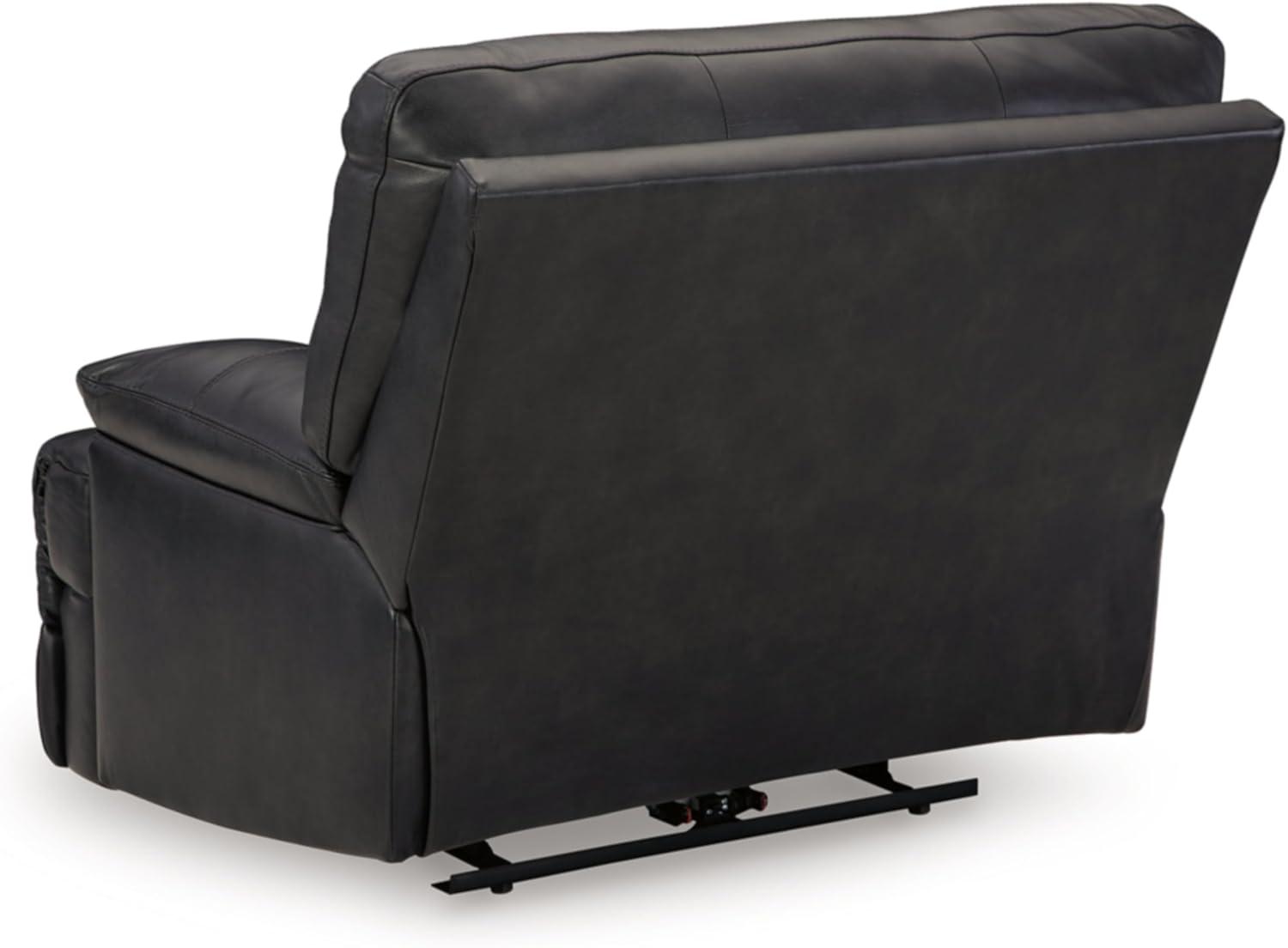 Black Leather and Metal Power Recliner with Adjustable Headrest