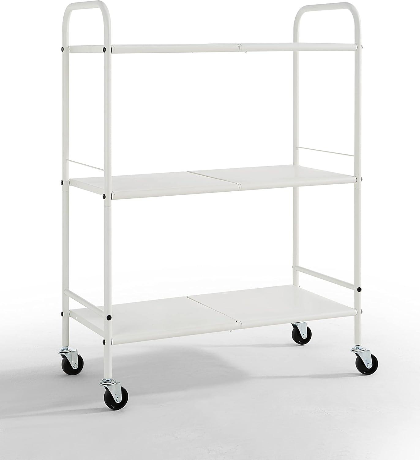 SunnyPoint 3-Tier Wide Rolling Organizer Utility Craft Cart White (YJ-WIDE-W)