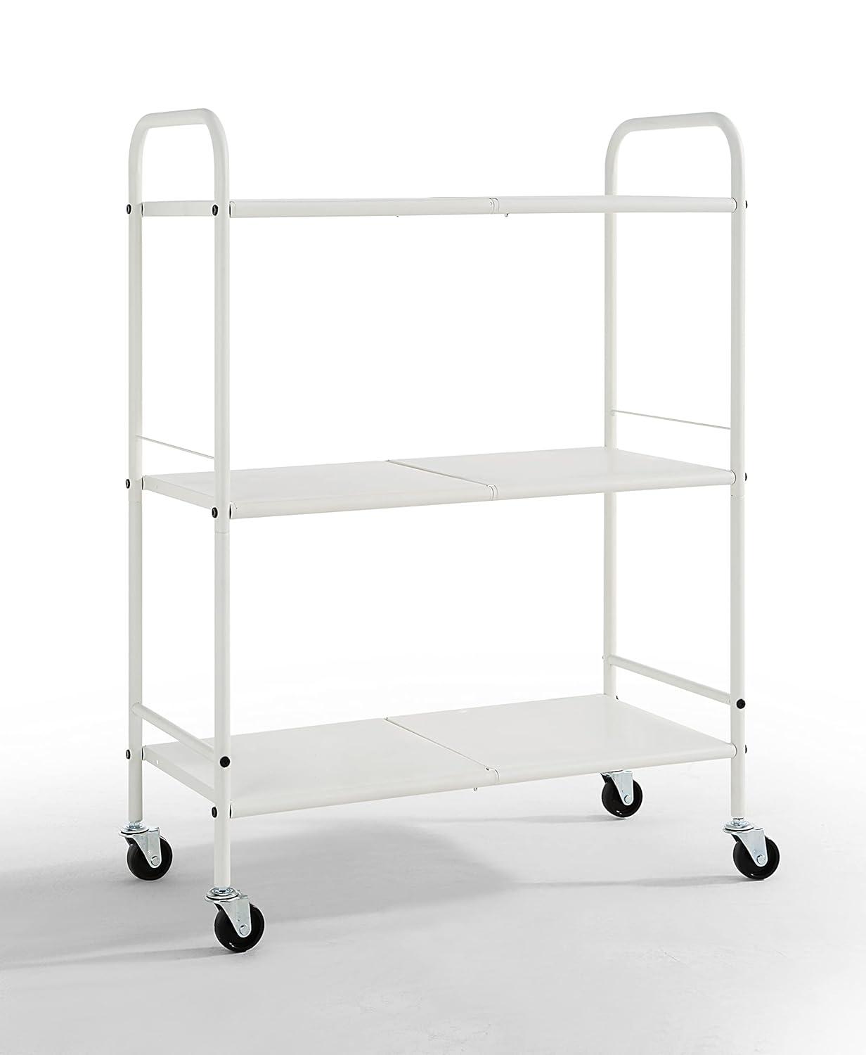 SunnyPoint 3-Tier Wide Rolling Organizer Utility Craft Cart White (YJ-WIDE-W)