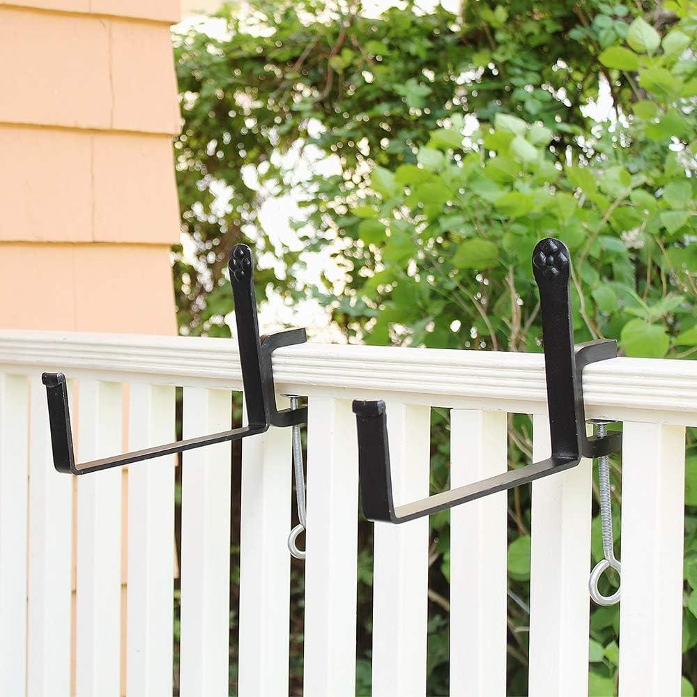 5" x 10" Pair of Clamp-On Steel Flower Box Brackets Black - ACHLA Designs: Secure Deck Rail Mounting, Easy Storage