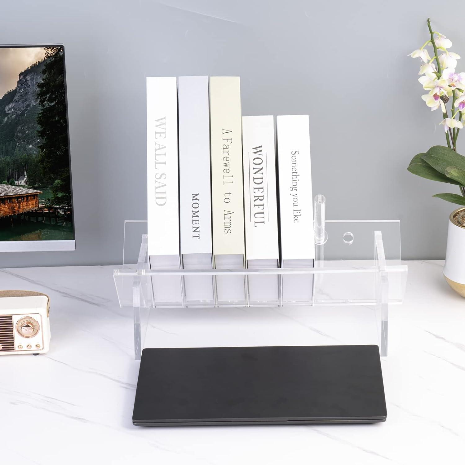 Clear Acrylic Desktop Bookcase with Modern Design