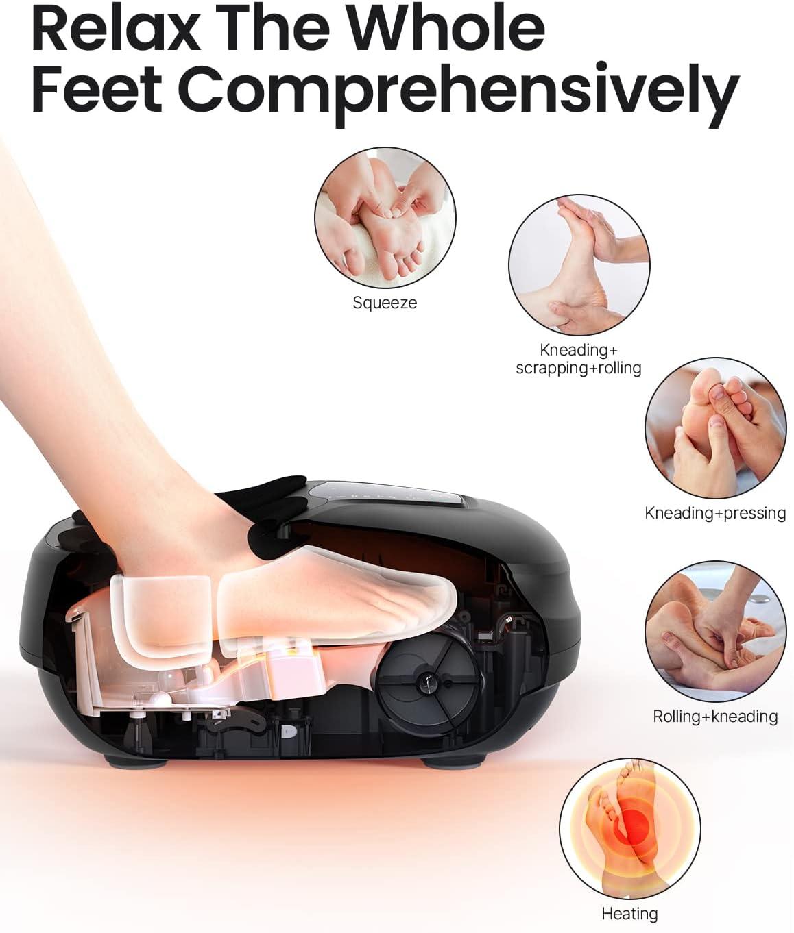 Renpho Shiatsu Foot Massager with Heat for Tired Foot Blood Circulation up to size 11, Black,Fathers Day & Birthday Gifts for Mom Dad Men