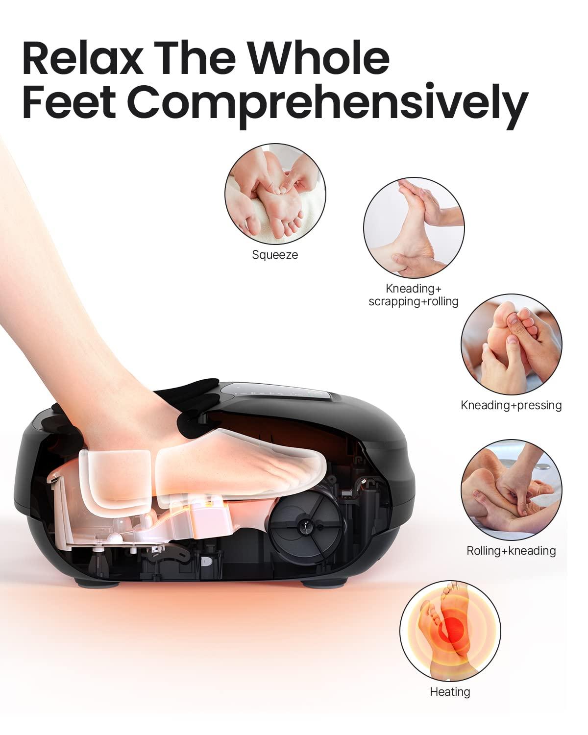 Renpho Shiatsu Foot Massager with Heat for Tired Foot Blood Circulation up to size 11, Black,Fathers Day & Birthday Gifts for Mom Dad Men