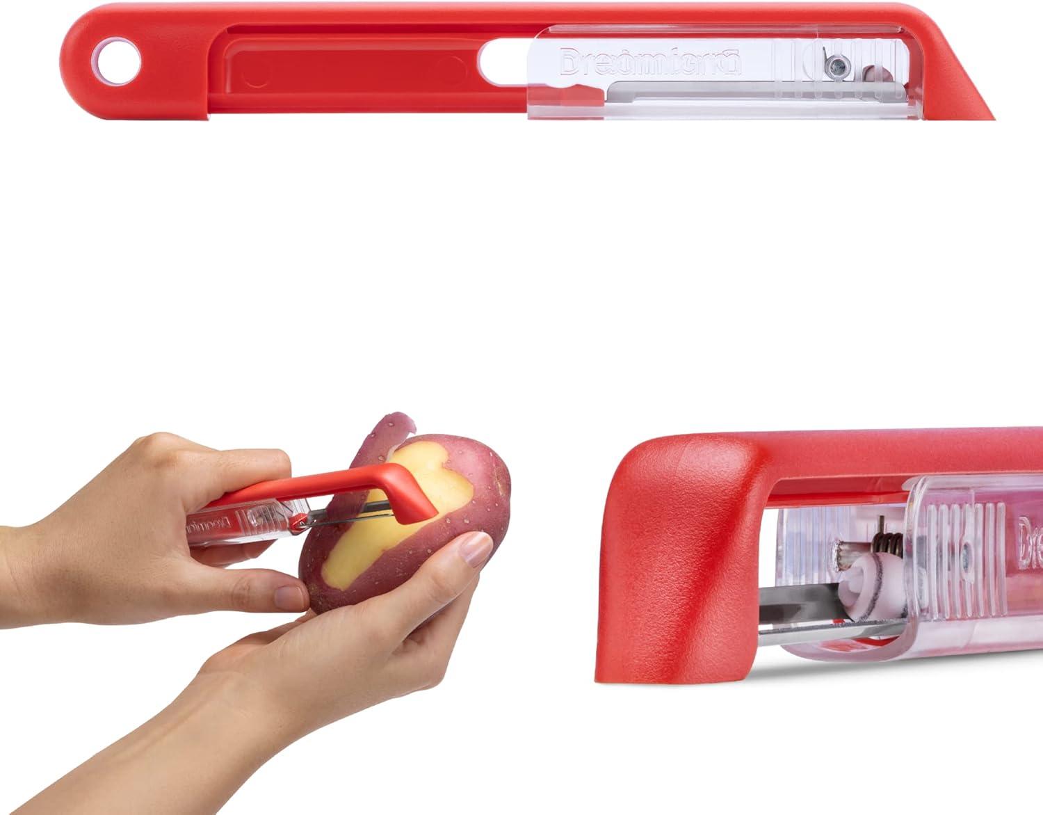 Red Self-Sharpening Stainless Steel Vegetable Peeler