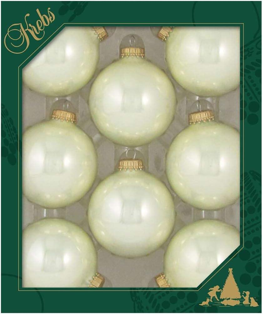 2 5/8" (67mm) Seamless Glass Ornament 8 Pieces, Decorated Designer Heirloom