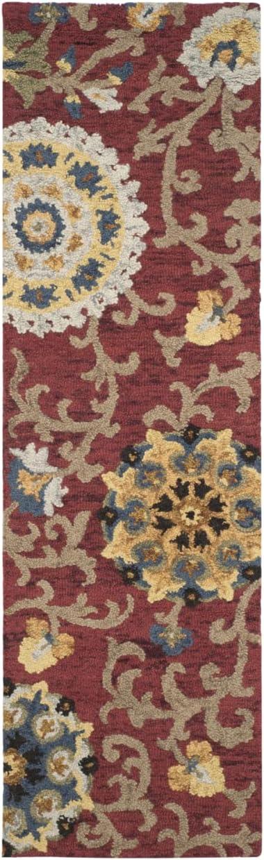 Blossom BLM401 Hand Tufted Runner Rug - Red/Multi - 2'3"x12' - Safavieh.