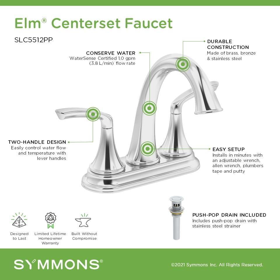 Elm Centerset Two Handle Bathroom Faucet with Push Pop Drain