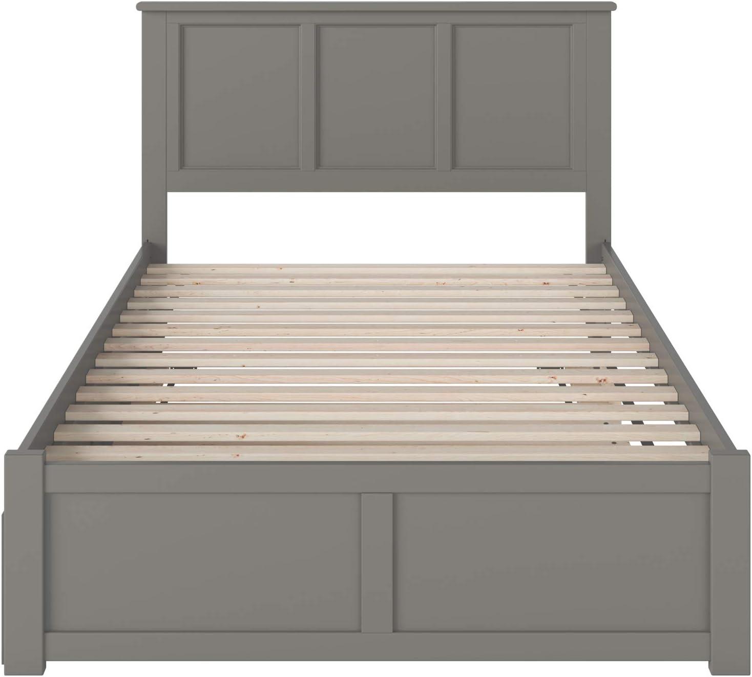 Madison Full Platform Bed with Flat Panel Foot Board and Full Size Urban Trundle Bed in Grey