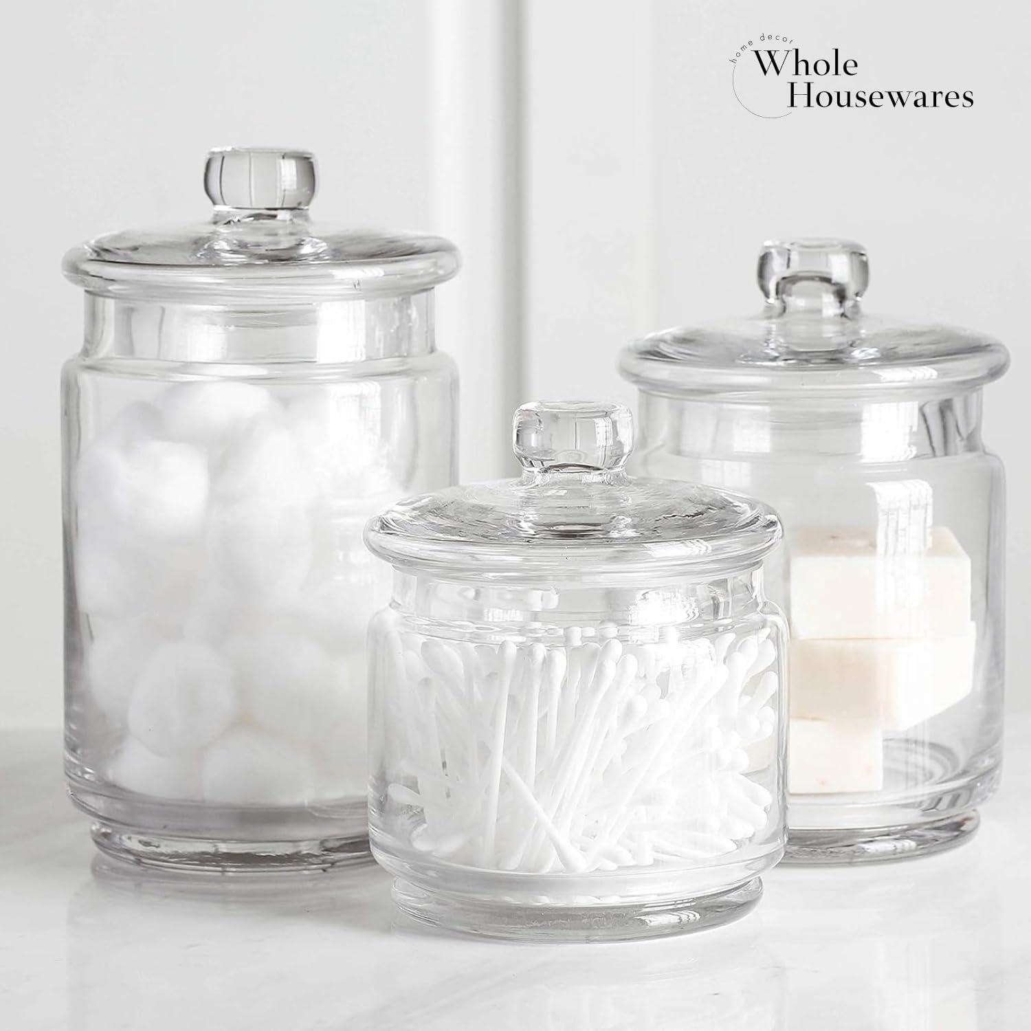 Whole Housewares | Glass Apothecary Jars (4.5 Inch) with Lids | Set of 3