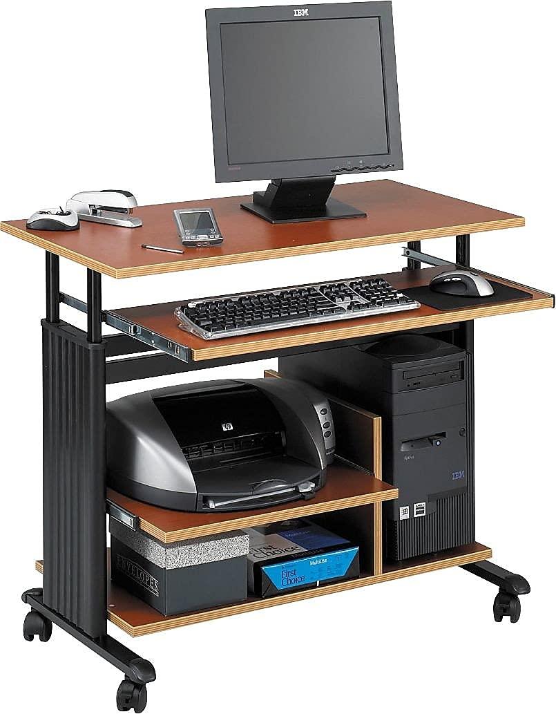 Safco MÜV Mini Tower Height Adjustable Wood Workstation in Cherry