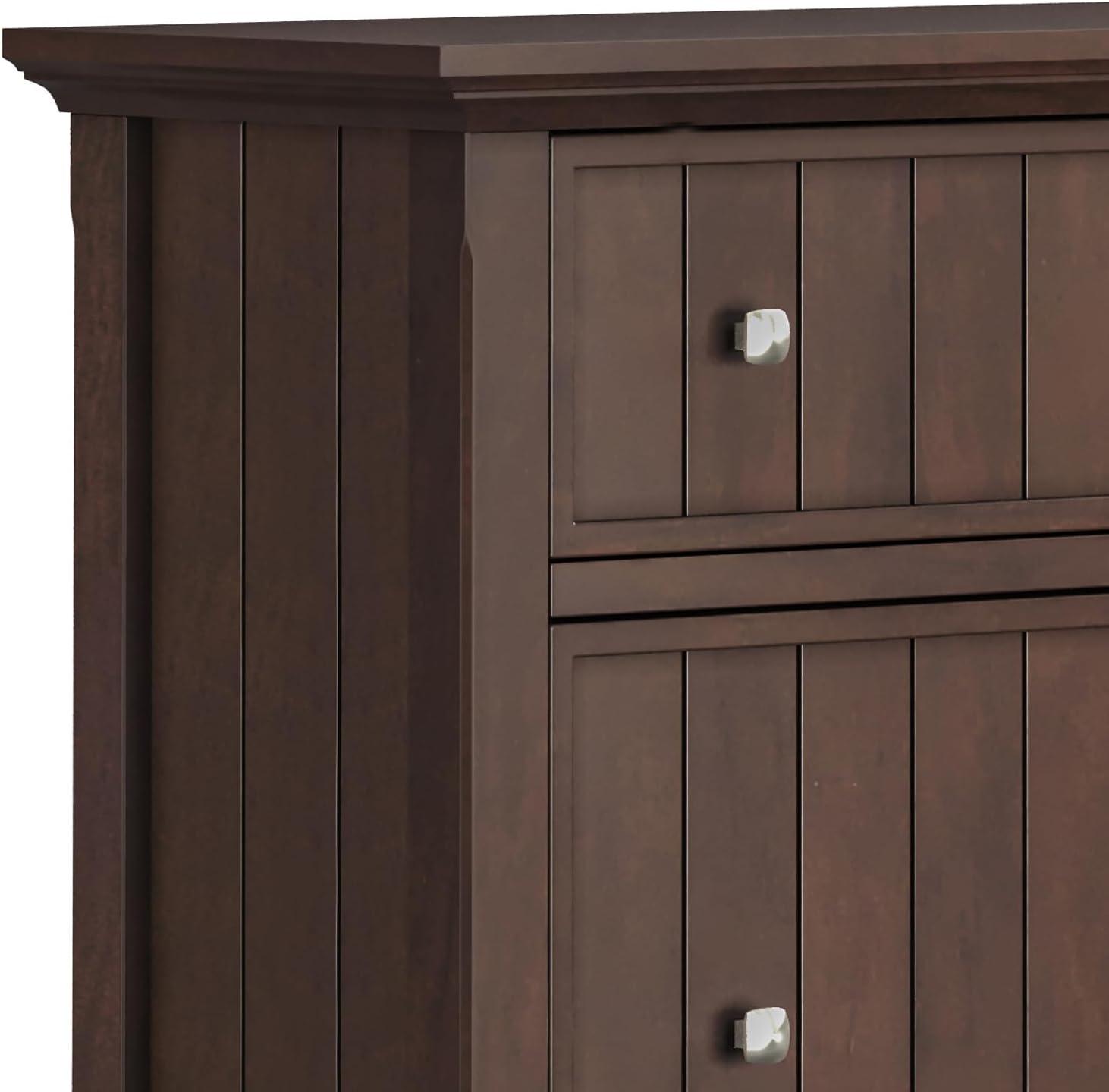 Simpli Home Acadian SOLID WOOD 32 inch Wide Entryway Shoe Storage Cabinet in Brunette Brown