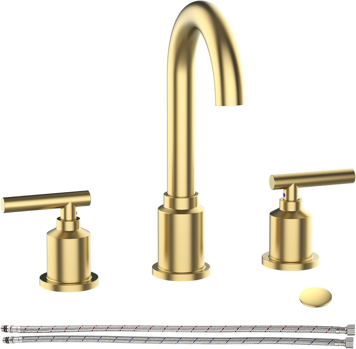 Brushed Nickel Stainless Steel 8-Inch Widespread Bathroom Faucet